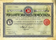 VARIE - BIGLIETTI 1946, PCI prestito a premi Biglietto incollato a cartoncino
Buono