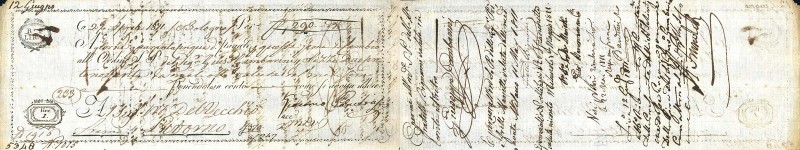 VARIE - Assegni Bologna, 27 aprile 1811, da 290 lire Forellini
BB+