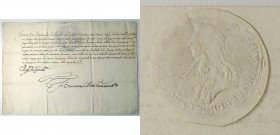 DOCUMENTI - MALTA - Fra Ramon Perellos y Roccaful (1697-1720) Dal vice cancelliere Emmanuel Pinto, a nome del Gran Maestro Fra Ramon, 27 settembre 171...