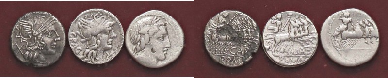 LOTTI - Repubblicane Denario di Antestia (da montatura), Papiria e anonimo Lotto...