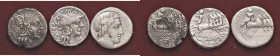 LOTTI - Repubblicane Denario di Antestia (da montatura), Papiria e anonimo Lotto di 3 monete
med. MB