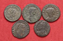 LOTTI - Imperiali Antoniniano di Aureliano, Diocleziano, Massimiano Ercole, follis di Licinio I, AE3 di Giuliano II Lotto di 5 monete
med. SPL