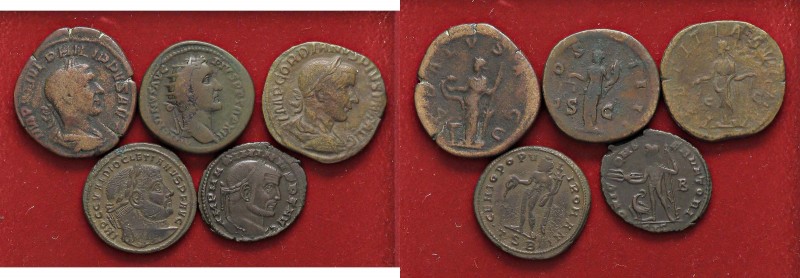 LOTTI - Imperiali A. Pio dupondio, Diocleziano e Massenzio follis, Filippo I e G...