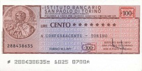LOTTI - Miniassegni Lotto di 100 biglietti da 100 lire del San Paolo di Torino, quasi tutti consecutivi
SPL+÷FDS