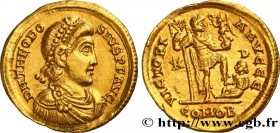 THEODOSIUS I
Type : Solidus 
Date : 402-423 
Mint name / Town : Milan 
Metal : gold 
Millesimal fineness : 1000  ‰
Diameter : 20,5  mm
Orientation die...