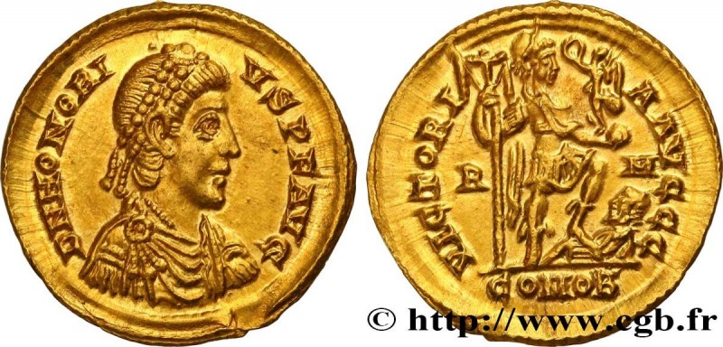 HONORIUS
Type : Solidus 
Date : 402-408 
Mint name / Town : Rome 
Metal : gold 
...