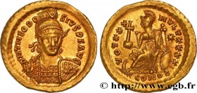 THEODOSIUS II
Type : Solidus 
Date : 431-432 
Mint name / Town : Constantinople 
Metal : gold 
Millesimal fineness : 1000  ‰
Diameter : 20,5  mm
Orien...