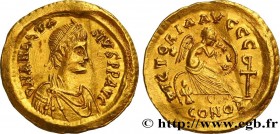 ANASTASIUS
Type : Semissis 
Date : 507-518 
Mint name / Town : Constantinople 
Metal : gold 
Millesimal fineness : 1000  ‰
Diameter : 17,5  mm
Orienta...