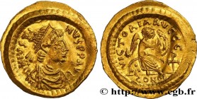 JUSTIN I
Type : Semissis 
Date : 527-565 
Mint name / Town : Constantinople 
Metal : gold 
Millesimal fineness : 1000  ‰
Diameter : 19  mm
Orientation...