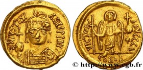 JUSTINIAN I
Type : Solidus 
Date : 542-565 
Mint name / Town : Constantinople 
Metal : gold 
Millesimal fineness : 1000  ‰
Diameter : 19  mm
Orientati...