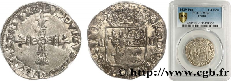 LOUIS XIII
Type : Quart d'écu de Béarn 
Date : 1629 
Mint name / Town : Morlaàs ...