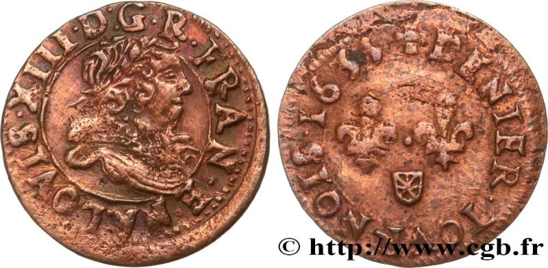 LOUIS XIII
Type : Denier tournois de Navarre 
Date : 1635 
Mint name / Town : Sa...