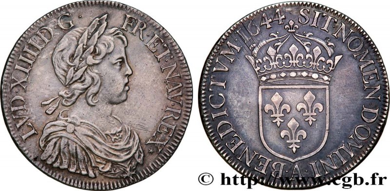 LOUIS XIV "THE SUN KING"
Type : Écu à la mèche courte 
Date : 1644 
Mint name / ...