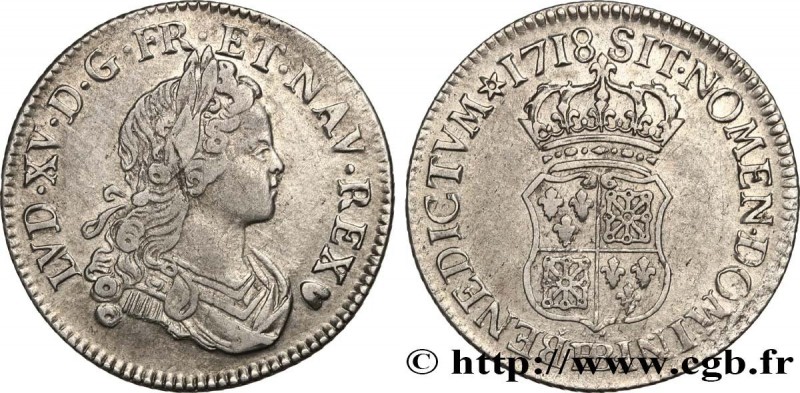 LOUIS XV THE BELOVED
Type : Quart d'écu de Navarre 
Date : 1718 
Mint name / Tow...