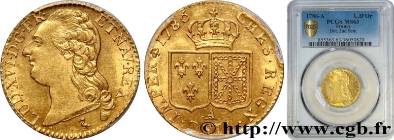 LOUIS XVI
Type : Louis d'or dit "aux écus accolés" 
Date : 1786 
Mint name / Tow...