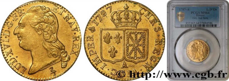 LOUIS XVI
Type : Louis d'or dit "aux écus accolés" 
Date : 1787 
Mint name / Tow...