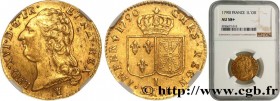 LOUIS XVI
Type : Louis d'or dit "aux écus accolés" 
Date : 1790 
Mint name / Town : Limoges 
Quantity minted : 8686 
Metal : gold 
Millesimal fineness...