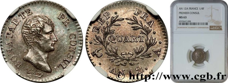 CONSULATE
Type : Quart (de franc) Bonaparte Premier Consul 
Date : An 12 (1803-1...