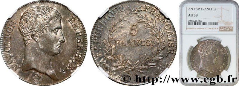 PREMIER EMPIRE / FIRST FRENCH EMPIRE
Type : 5 francs Napoléon Empereur, Calendri...