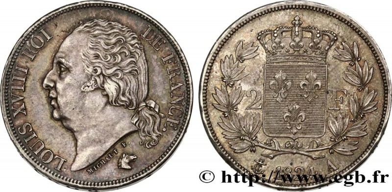 LOUIS XVIII
Type : 2 francs Louis XVIII 
Date : 1824 
Mint name / Town : Paris 
...