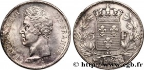 CHARLES X
Type : 5 francs Charles X, 1er type 
Date : 1826 
Mint name / Town : Marseille 
Quantity minted : 1.071.526 
Metal : silver 
Diameter : 37  ...