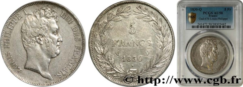 LOUIS-PHILIPPE I
Type : 5 francs type Tiolier avec le I, tranche en creux 
Date ...