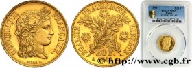II REPUBLIC
Type : Concours de 20 francs, essai de Barre, buste sans les symboles, Bronze-doré 
Date : 1848 
Mint name / Town : Paris 
Quantity minted...
