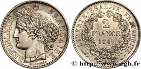 II REPUBLIC
Type : 2 francs Cérès, IIe République 
Date : 1849 
Mint name / Town : Paris 
Quantity minted : 721519 
Metal : silver 
Millesimal finenes...