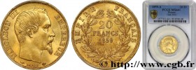 SECOND EMPIRE
Type : 20 francs or Napoléon III, tête nue 
Date : 1859 
Mint name / Town : Paris 
Quantity minted : 20163578 
Metal : gold 
Millesimal ...