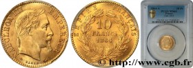 SECOND EMPIRE
Type : 10 francs or Napoléon III, tête laurée 
Date : 1864 
Mint name / Town : Paris 
Quantity minted : 3339133 
Metal : gold 
Millesima...