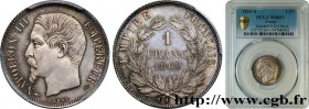 SECOND EMPIRE
Type : 1 franc Napoléon III, tête nue 
Date : 1860 
Mint name / Town : Paris 
Quantity minted : 2728335 
Metal : silver 
Millesimal fine...