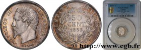 SECOND EMPIRE
Type : 50 centimes Napoléon III, tête nue 
Date : 1853 
Mint name / Town : Paris 
Quantity minted : 194547 
Metal : silver 
Millesimal f...