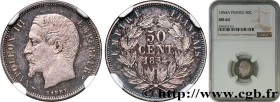 SECOND EMPIRE
Type : 50 centimes Napoléon III, tête nue 
Date : 1854 
Mint name / Town : Paris 
Quantity minted : 1.038.981 
Metal : silver 
Millesima...