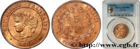 III REPUBLIC
Type : 5 centimes Cérès 
Date : 1874 
Mint name / Town : Bordeaux 
Quantity minted : 1.141.340 
Metal : bronze 
Diameter : 25  mm
Orienta...