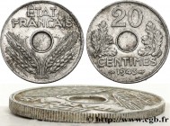 FRENCH STATE
Type : Épreuve sans le mot ESSAI de 20 centimes État français en aluminium, non perforée 
Date : 1943 
Quantity minted : --- 
Metal : alu...