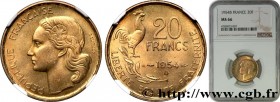 IV REPUBLIC
Type : 20 francs G. Guiraud 
Date : 1954 
Mint name / Town : Beaumont-Le-Roger 
Quantity minted : --- 
Metal : bronze-aluminium 
Diameter ...