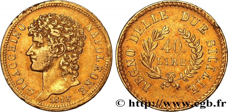 ITALY - KINGDOM OF NAPLES - JOACHIM MURAT
Type : 40 Lire or, rameaux longs 
Date...