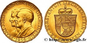LIECHTENSTEIN - PRINCIPALITY OF LIECHTENSTEIN - FRANCIS JOSEPH II
Type : 25 Franken 
Date : 1956 
Quantity minted : 17000 
Metal : gold 
Millesimal fi...