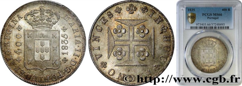 PORTUGAL - MARIA II
Type : 400 Réis 
Date : 1835 
Mint name / Town : Lisbonne 
Q...