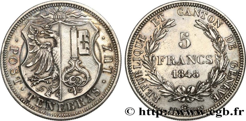 SWITZERLAND - REPUBLIC OF GENEVA
Type : 5 Francs 
Date : 1848 
Quantity minted :...