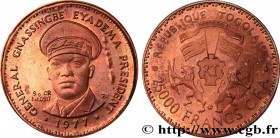 TOGO - GNASSINGBE EYADEMA
Type : Piéfort cuivre 25000 Francs Président Eyadema 
Date : 1977 
Quantity minted : 5 
Metal : copper 
Diameter : 26,2  mm
...
