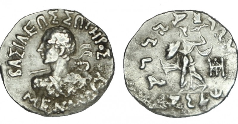 Baktria. Indo-Greek Kingdom. Menander I Soter 155-130 BC. Drachm AR, 16 mm., 2.3...