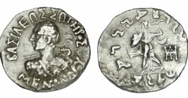 Baktria. Indo-Greek Kingdom. Menander I Soter 155-130 BC. Drachm AR, 16 mm., 2.38 g.