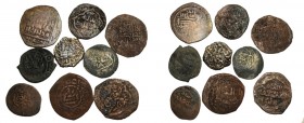 Ilkhans empire, Lot of 9 AE Fals, Different dates and struck places, fine to very fine