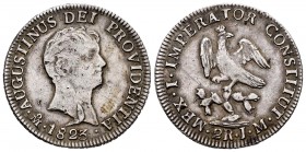 México. Agustín de Iturbide. 2 reales. 1823. México. JM. (Km-303). Ag. 6,77 g. Golpecitos. MBC-. Est...60,00.