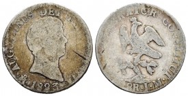 México. Agustín de Iturbide. 2 reales. 1823. México. JM. (Km-303). Ag. 6,27 g. BC-. Est...20,00.