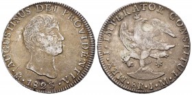 México. Agustín de Iturbide. 8 reales. 1823. México. JM. (Km-310). Ag. 26,95 g. Tono. MBC. Est...200,00.