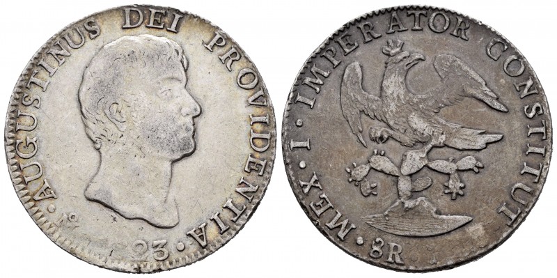México. Agustín de Iturbide. 8 reales. 1823. México. JM. (Km-310). Ag. 26,89 g. ...