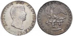 México. Agustín de Iturbide. 8 reales. 1823. México. JM. (Km-310). Ag. 26,89 g. Vano de acuñación. MBC-. Est...150,00.
