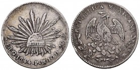 México. 4 reales. 1844. Guanajuato. PM. (Km-375.4). Ag. 13,39 g. MBC. Est...30,00.